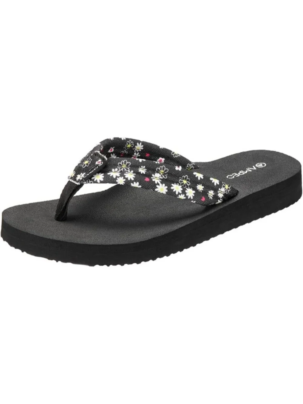 Women's Floral Black Comfortable Flip Flops Summer Casual Beach Thong Sandals